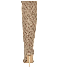 Guess Candeley Logo Print Tall Heel Boots