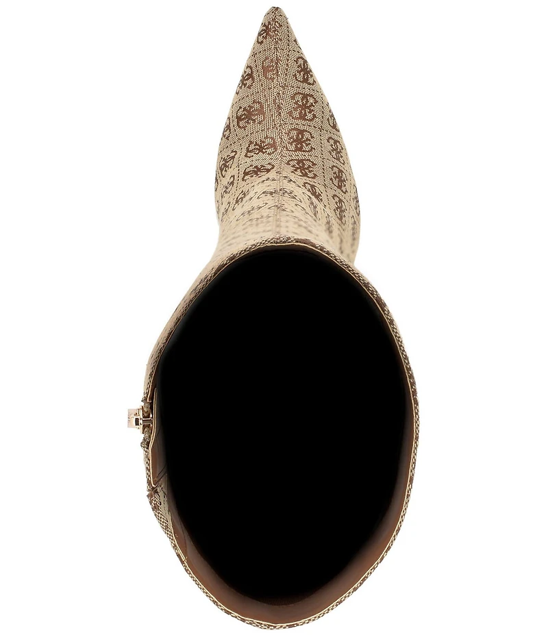 Guess Candeley Logo Print Tall Heel Boots