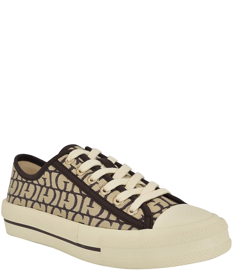 Guess Carey Logo Printed Fabric Lace-Up Sneakers