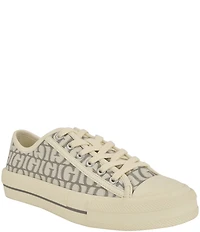 Guess Carey Logo Printed Fabric Lace-Up Sneakers