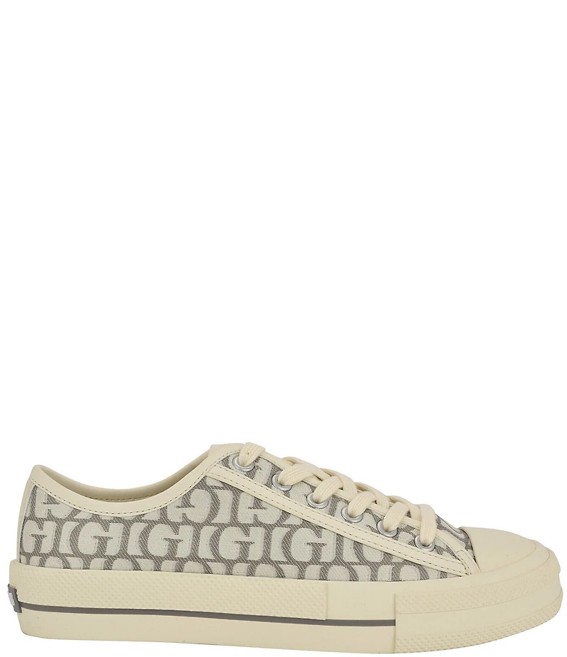 Guess Carey Logo Printed Fabric Lace-Up Sneakers