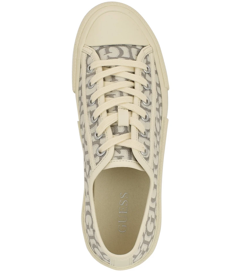 Guess Carey Logo Printed Fabric Lace-Up Sneakers