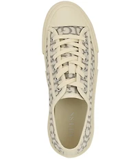 Guess Carey Logo Printed Fabric Lace-Up Sneakers