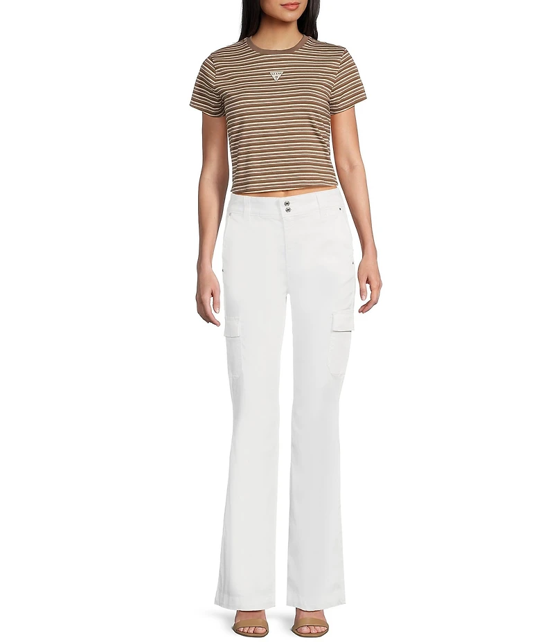 Guess Cargo Mini Mid Rise Bootcut Jeans
