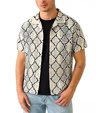 Guess Carter Snakeskin/Geometric Patterned Short Sleeve Woven Shirt