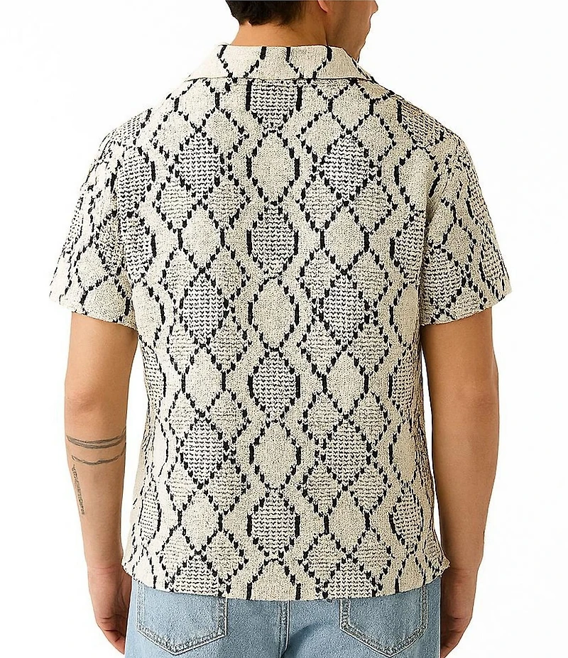 Guess Carter Snakeskin/Geometric Patterned Short Sleeve Woven Shirt