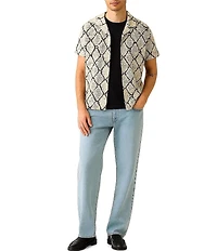 Guess Carter Snakeskin/Geometric Patterned Short Sleeve Woven Shirt