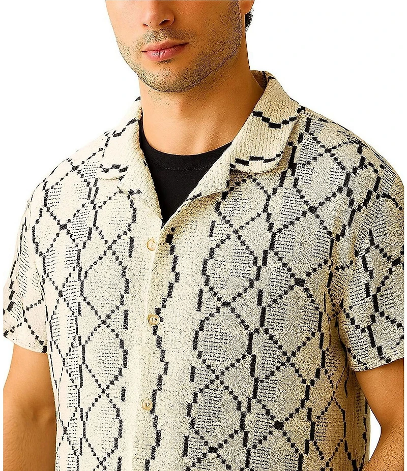 Guess Carter Snakeskin/Geometric Patterned Short Sleeve Woven Shirt