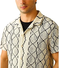 Guess Carter Snakeskin/Geometric Patterned Short Sleeve Woven Shirt