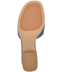 Guess Cerinna Denim Logo Block Heel Slide Sandals