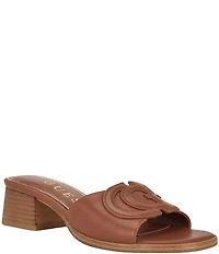 Guess Cerinna Leather Logo Block Heel Slide Sandals