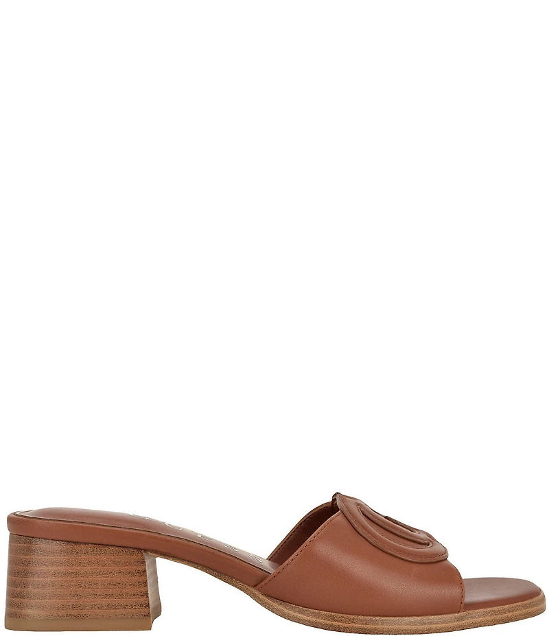 Guess Cerinna Leather Logo Block Heel Slide Sandals