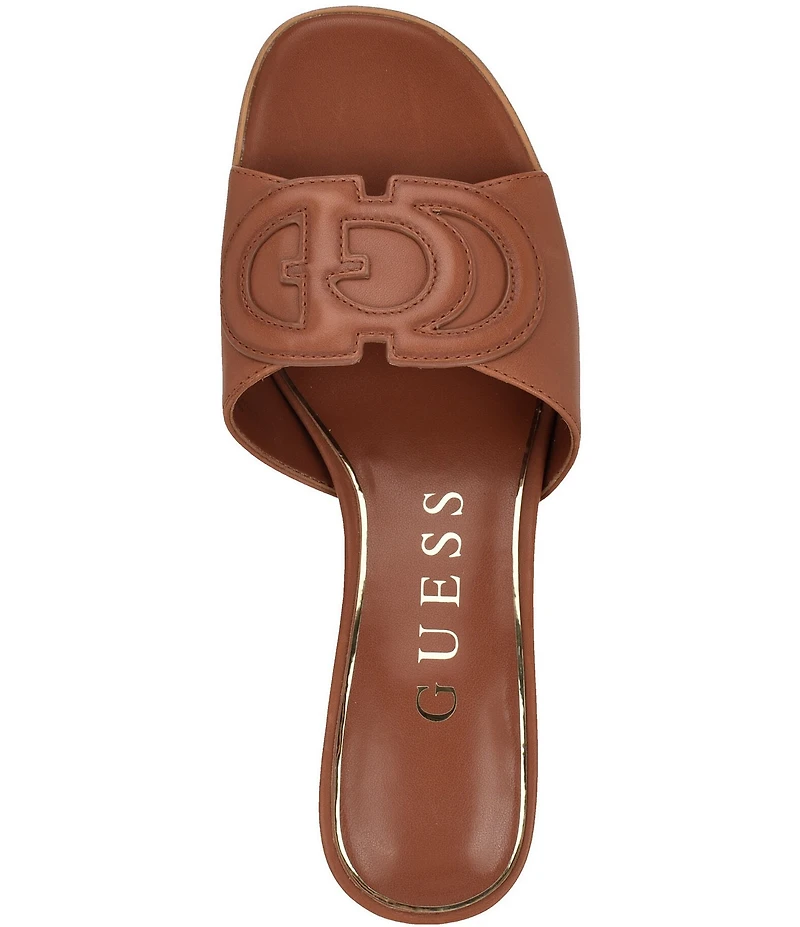 Guess Cerinna Leather Logo Block Heel Slide Sandals