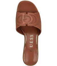 Guess Cerinna Leather Logo Block Heel Slide Sandals