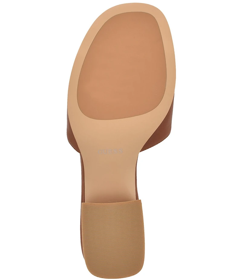 Guess Cerinna Leather Logo Block Heel Slide Sandals
