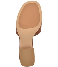 Guess Cerinna Leather Logo Block Heel Slide Sandals