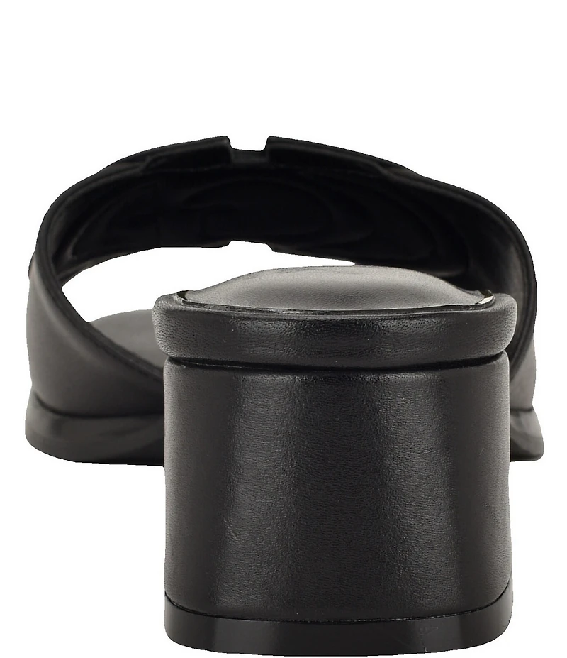 Guess Cerinna Leather Patent Logo Block Heel Slide Sandals