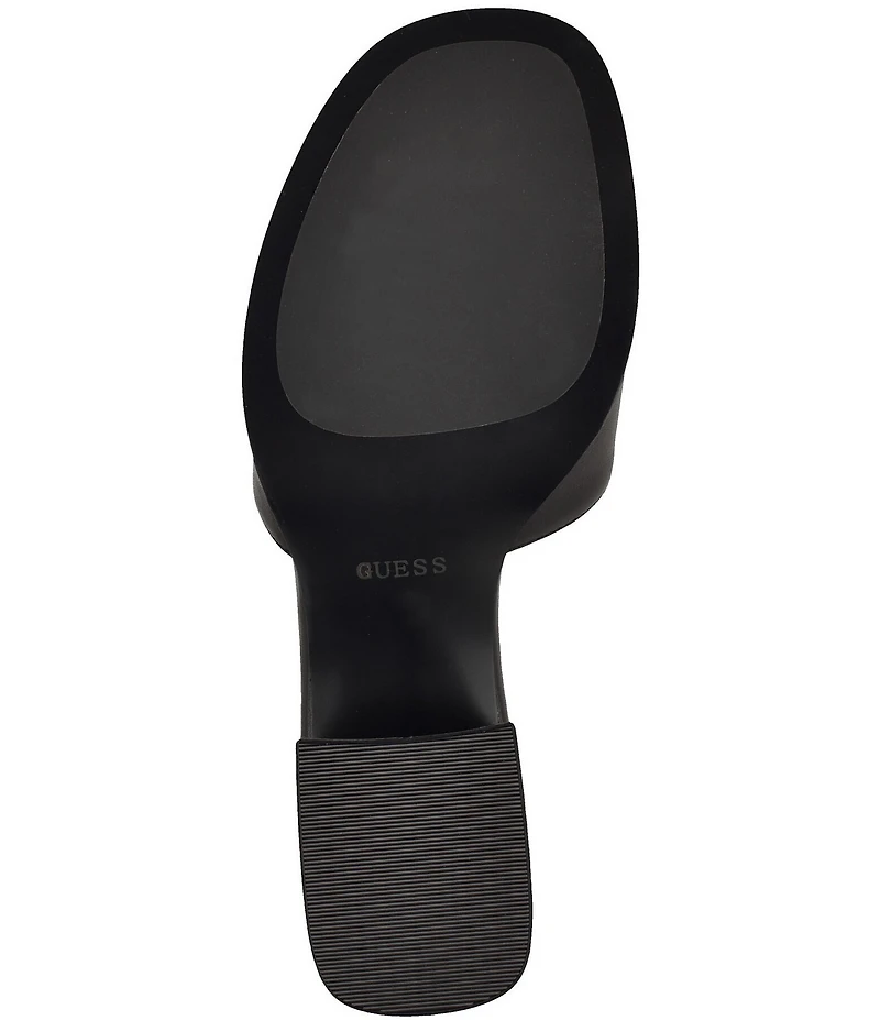 Guess Cerinna Leather Patent Logo Block Heel Slide Sandals