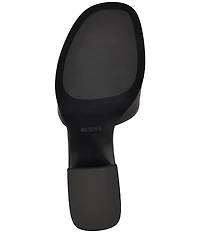Guess Cerinna Leather Patent Logo Block Heel Slide Sandals