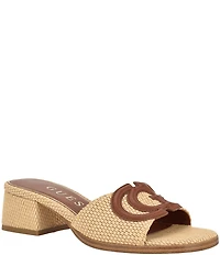 Guess Cerinna Raffia Logo Block Heel Slide Sandals