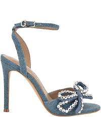Guess Charmin 3 Denim Rhinestone Bow Dress Sandals