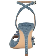 Guess Charmin 3 Denim Rhinestone Bow Dress Sandals