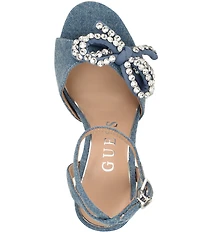 Guess Charmin 3 Denim Rhinestone Bow Dress Sandals