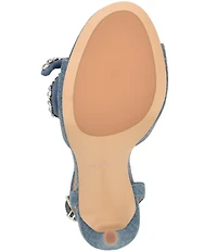 Guess Charmin 3 Denim Rhinestone Bow Dress Sandals