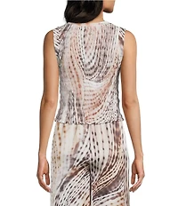 Guess Claire Smocked Crew Neck Tank Top