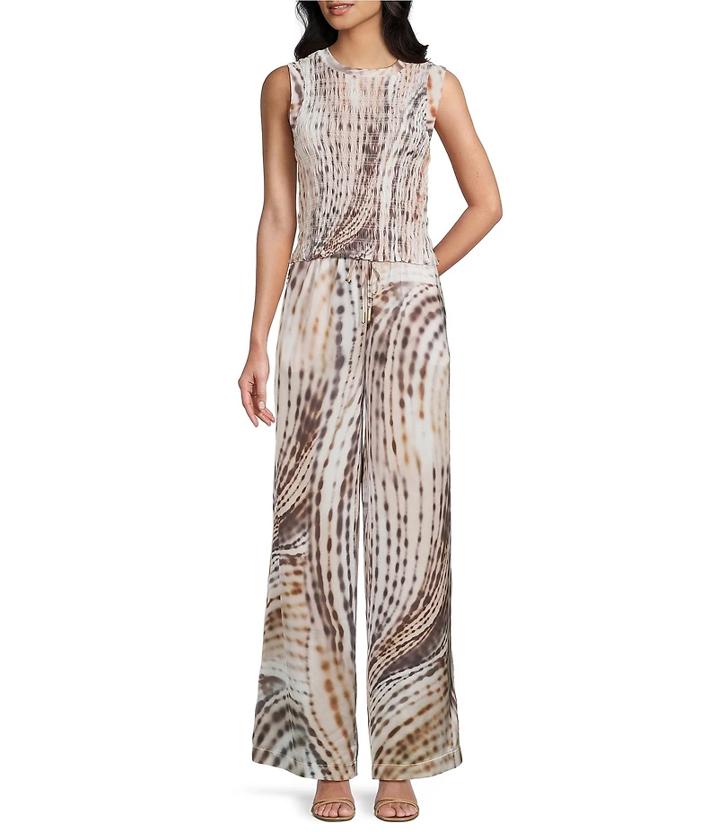 Guess Claire Smocked Crew Neck Tank Top