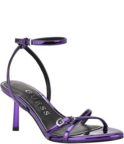 Guess Connee Patent Metallic G Hardware Ankle Wrap Dress Sandals