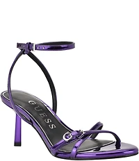 Guess Connee Patent Metallic G Hardware Ankle Wrap Dress Sandals