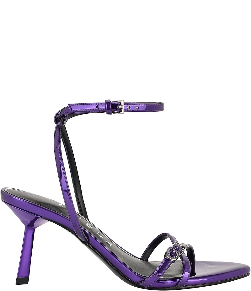Guess Connee Patent Metallic G Hardware Ankle Wrap Dress Sandals
