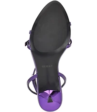 Guess Connee Patent Metallic G Hardware Ankle Wrap Dress Sandals