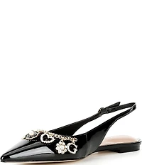 Guess Daisee Patent Charm Bracelet Ornament Slingback Flats