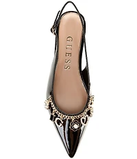 Guess Daisee Patent Charm Bracelet Ornament Slingback Flats