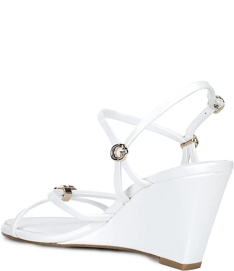 Guess Devve Patent Logo Hardware Wedge Dress Sandals