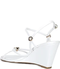 Guess Devve Patent Logo Hardware Wedge Dress Sandals