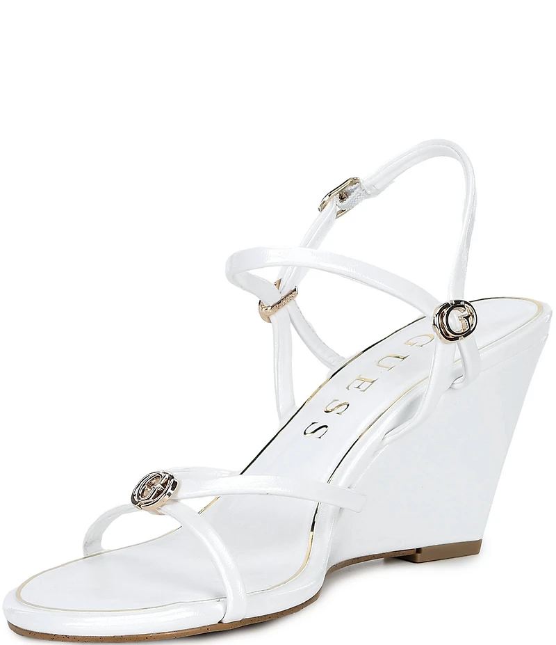 Guess Devve Patent Logo Hardware Wedge Dress Sandals