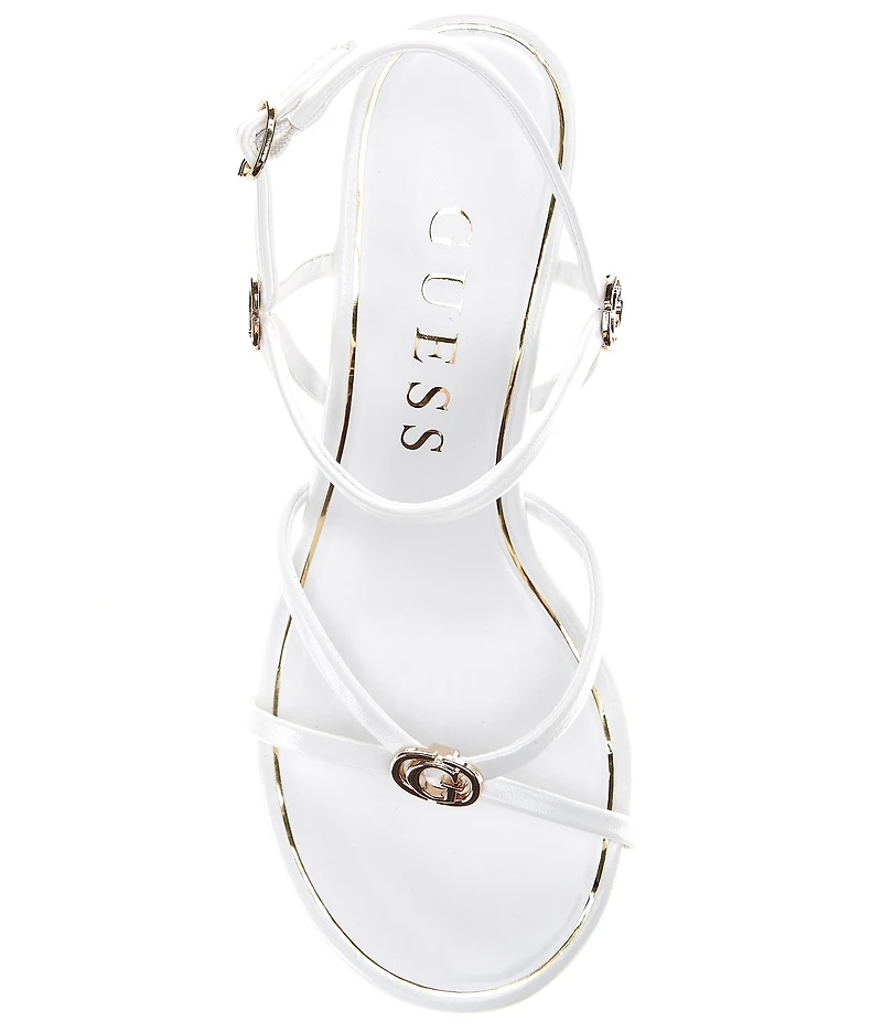 Guess Devve Patent Logo Hardware Wedge Dress Sandals