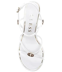 Guess Devve Patent Logo Hardware Wedge Dress Sandals