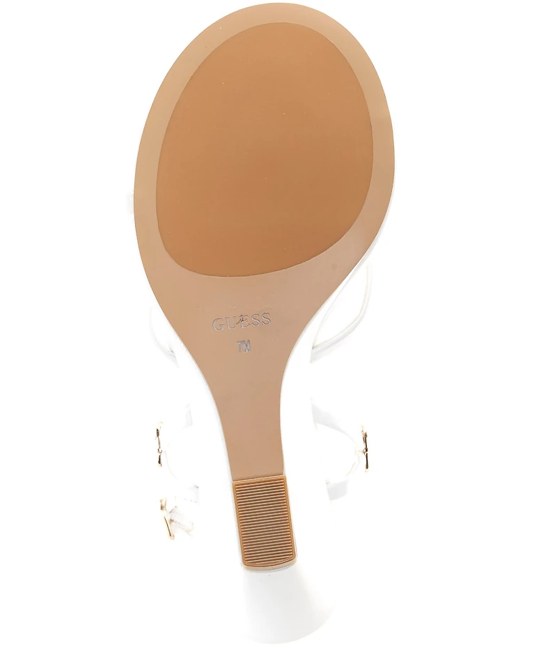 Guess Devve Patent Logo Hardware Wedge Dress Sandals