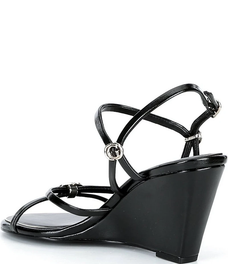 Guess Devve Patent Logo Hardware Wedge Dress Sandals