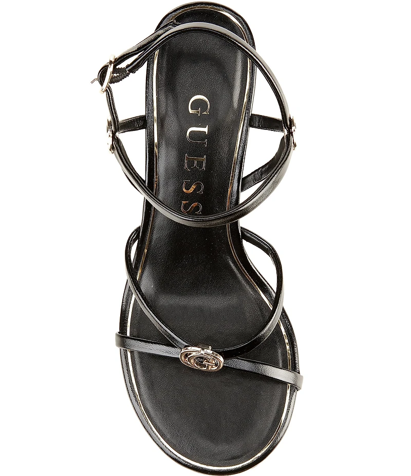 Guess Devve Patent Logo Hardware Wedge Dress Sandals