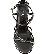Guess Devve Patent Logo Hardware Wedge Dress Sandals