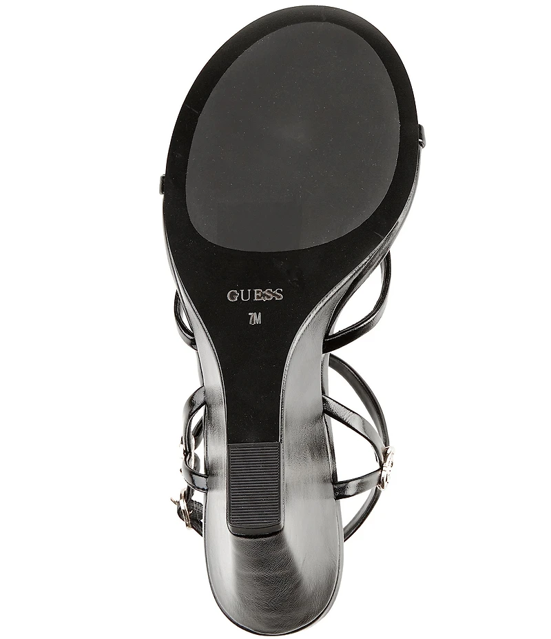 Guess Devve Patent Logo Hardware Wedge Dress Sandals