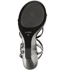 Guess Devve Patent Logo Hardware Wedge Dress Sandals