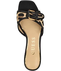 Guess Dista 2 Leopard Print Buckle Hardware Slide Sandals
