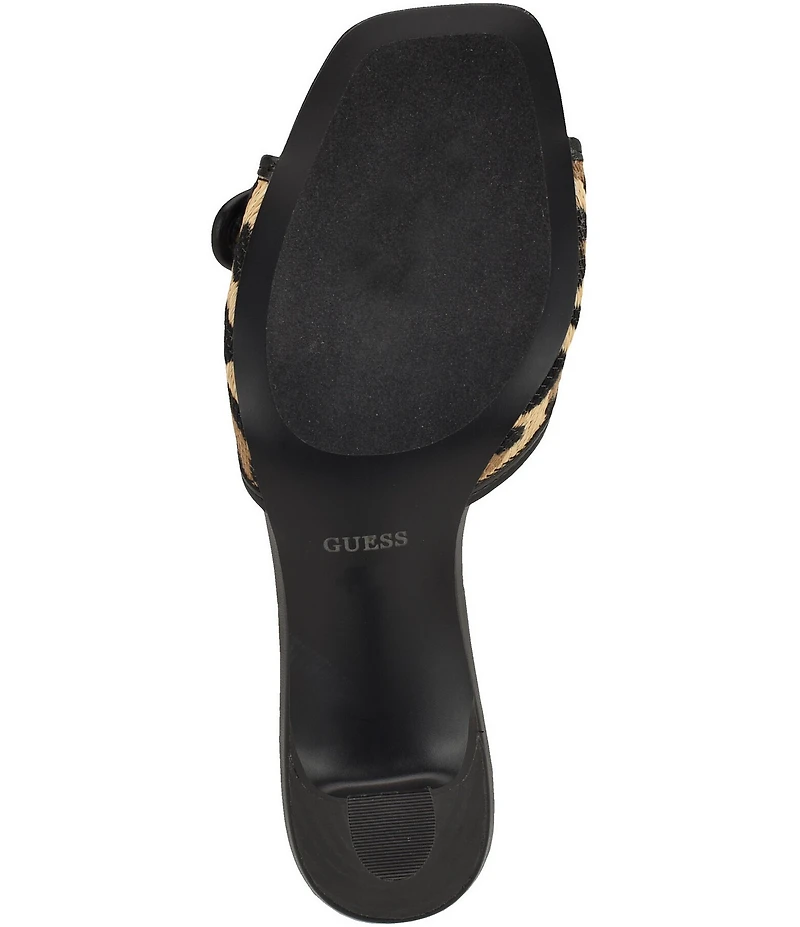 Guess Dista 2 Leopard Print Buckle Hardware Slide Sandals