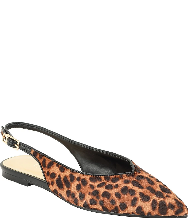 Guess Dorazio Leopard Print Calf Hair Slingback Flats